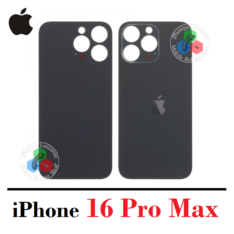 iPhone 16 Pro Max 5G 2024 A3296 - TAPA TRASERA COMPATIBLE CON LOGO - TITANIO NEGRO