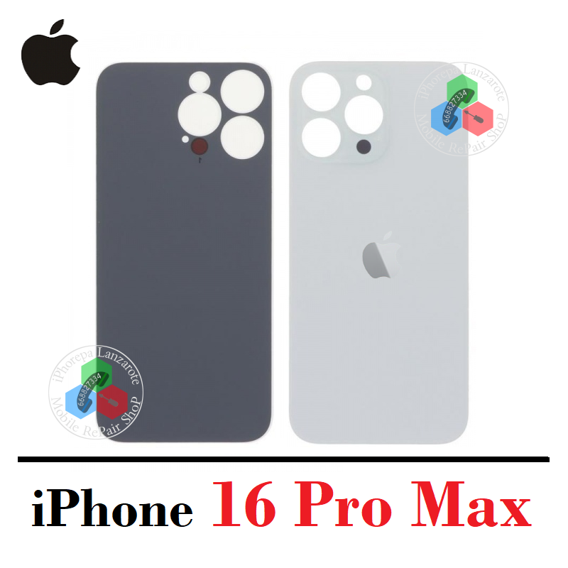 iPhone 16 Pro Max 5G 2024 A3296 - TAPA TRASERA COMPATIBLE CON LOGO - TITANIO BLANCO