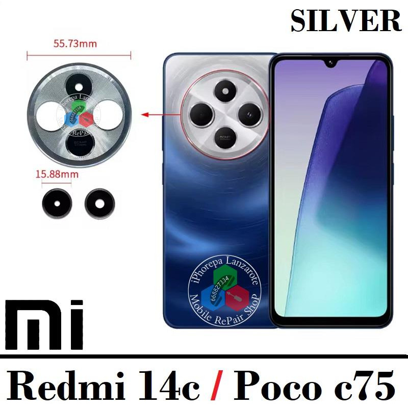 Xiaomi Redmi 14C 2411DRN47C 2409BRN2CA / Poco c75 - cristal lente de camara ( set 3 pcs ) - silver
