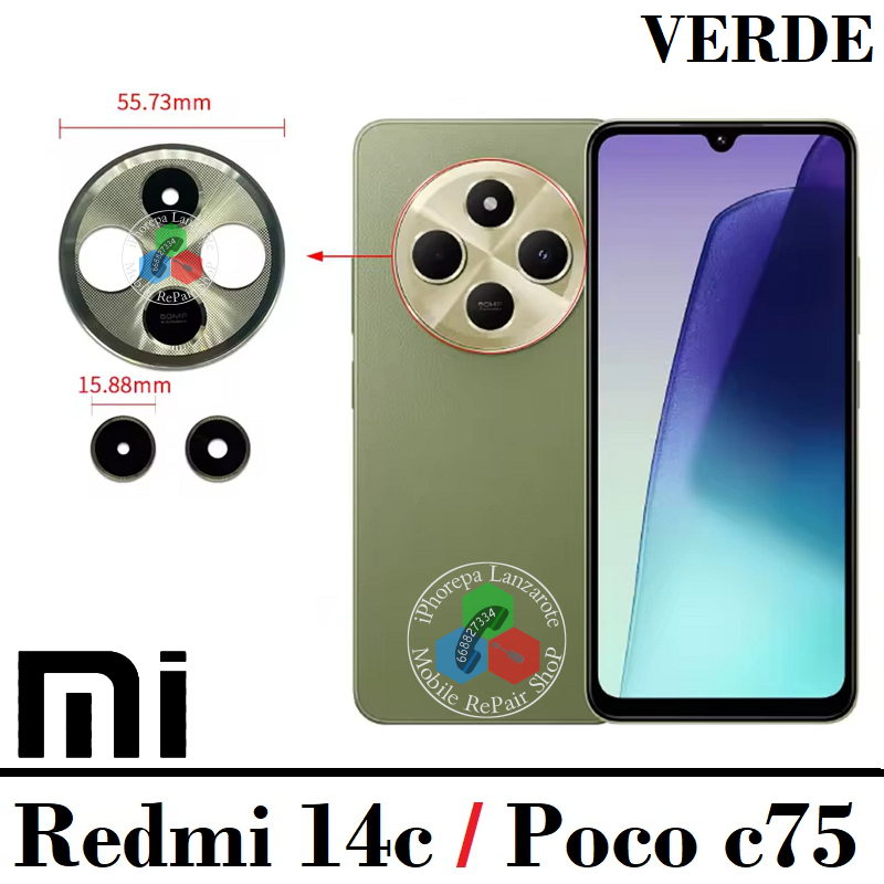 Xiaomi Redmi 14C 2411DRN47C 2409BRN2CA / Poco c75 - cristal lente de camara ( set 3 pcs ) - VERDE