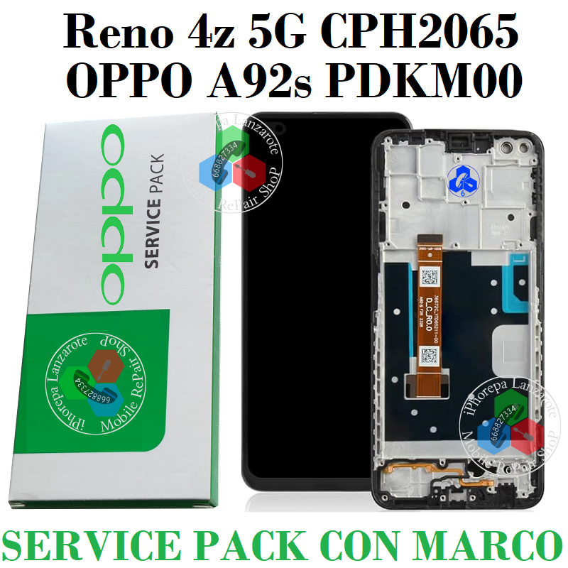 Oppo Reno 4Z 5G 2020 CPH2065 / A92S PDKM00 - PANTALLA SERVICE PACK CON MARCO