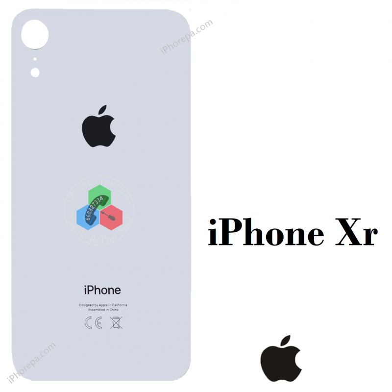 iPhone Xr - TAPA TRASERA DE CRISTAL con logo - blanco