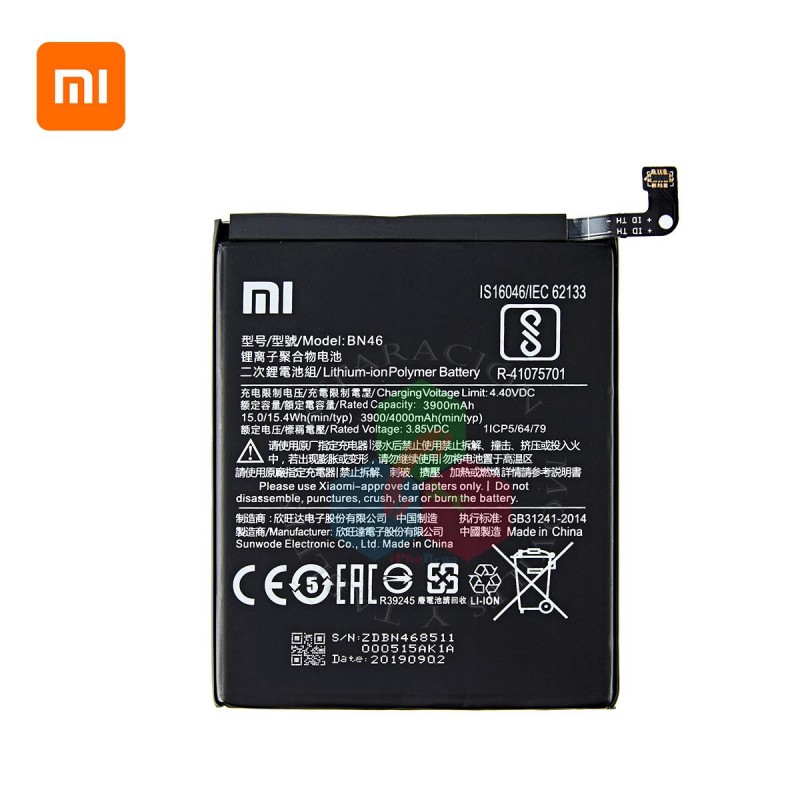 XIAOMI REDMI NOTE 8 / NOTE 8T / NOTE 6 / REDMI 7 - BN46 - BATERÍA BULK CON LOGO