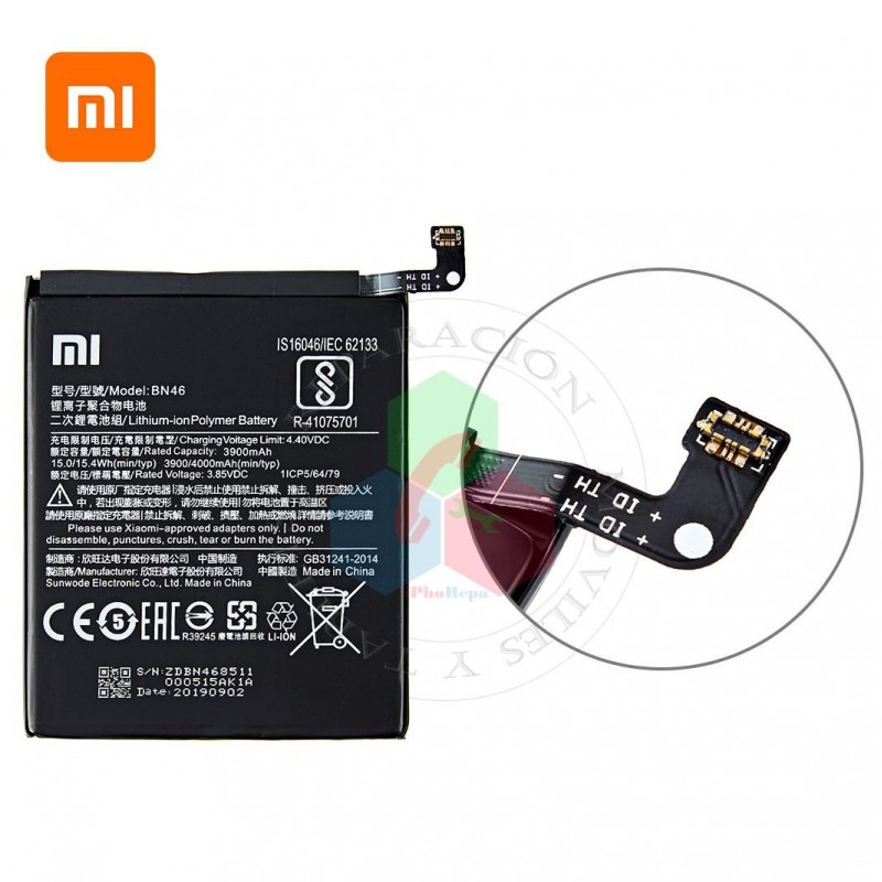 XIAOMI REDMI NOTE 8 / NOTE 8T / NOTE 6 / REDMI 7 - BN46 - BATERÍA BULK CON LOGO