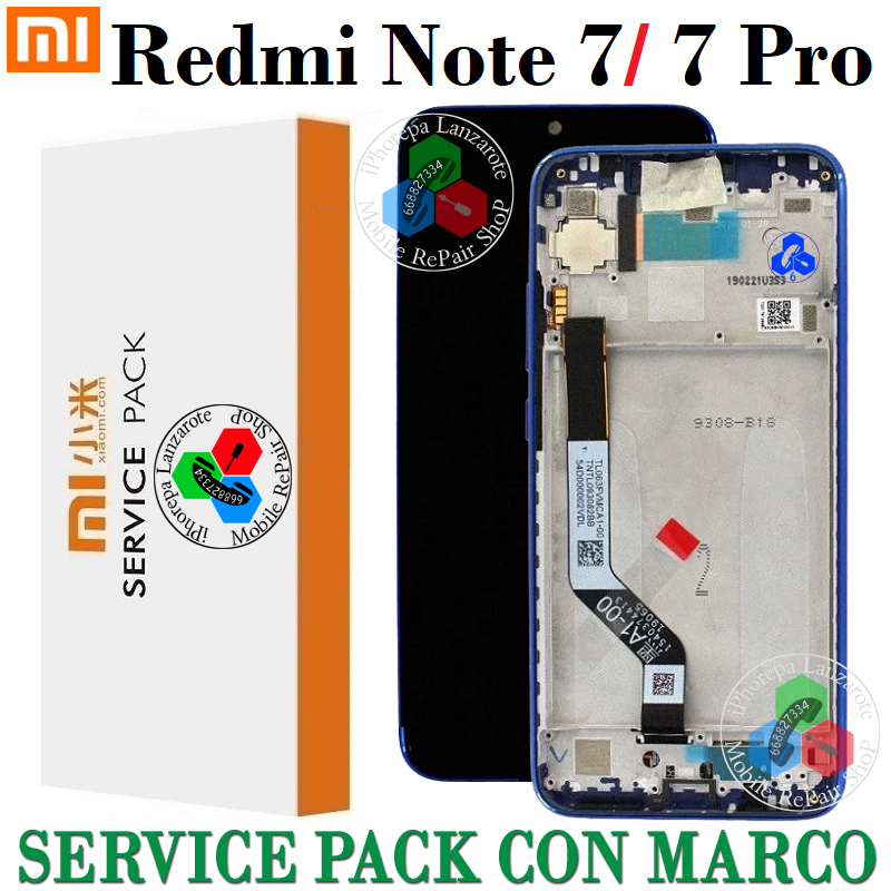 Xiaomi Redmi Note 7 M1901F7G M1901F7H M1901F7I / Note 7 Pro M1901F7S - PANTALLA SERVICE PACK CON MARCO AZUL