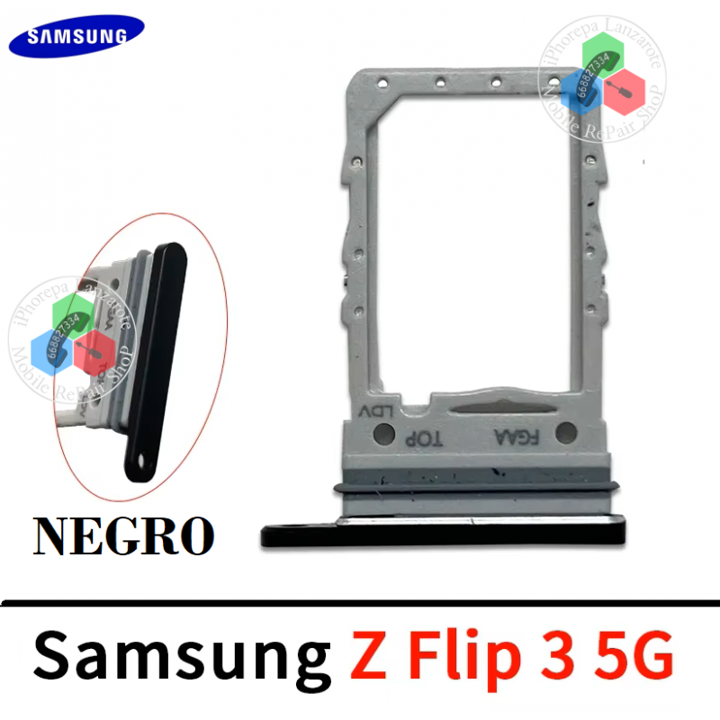 SAMSUNG Z Flip3 / Z flip 3 5G 2021 F711B F711 - BANDEJA SINGLE SIM - NEGRO