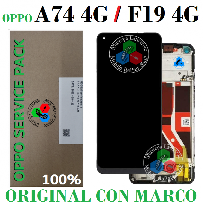 Oppo A74 4G 2021 CPH2219 / F19 4G - PANTALLA ORIGINAL SERVICE PACK CON MARCO