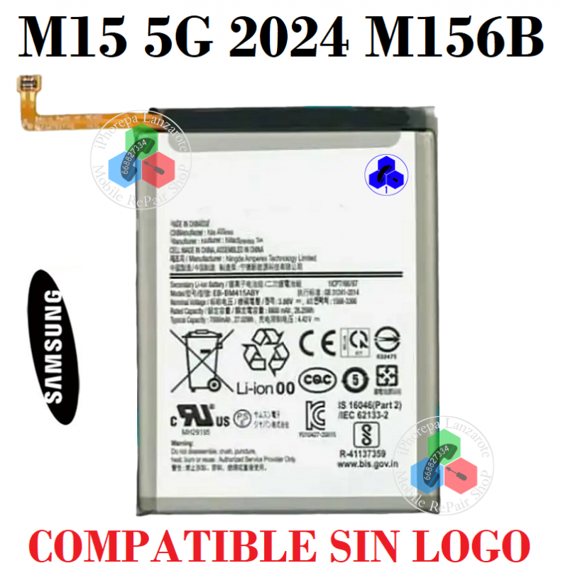 SAMSUNG M15 5G 2024 M156B M156 - BATERIA COMPATIBLE SIN LOGO