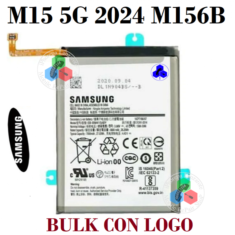 SAMSUNG M15 5G 2024 M156B M156 - BATERIA BULK CON LOGO