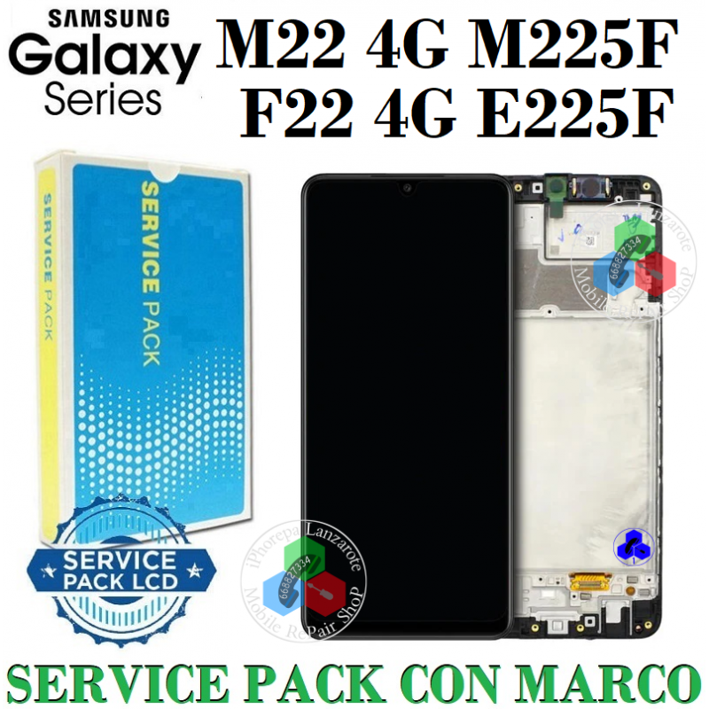 Samsung M22 4G 2021 M225F M225 / F22 E225F E225 - Pantalla SERVICE PACK CON MARCO
