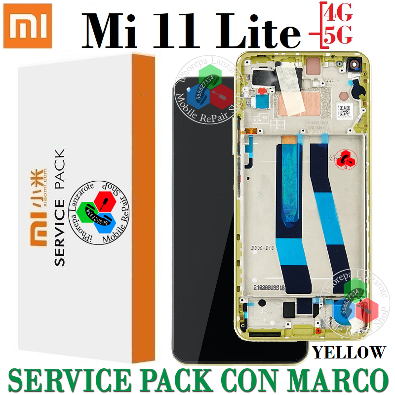 XIAOMI MI 11 LITE 4G / MI 11 LITE 5G - PANTALLA SERVICE PACK CON MARCO AMARILLO