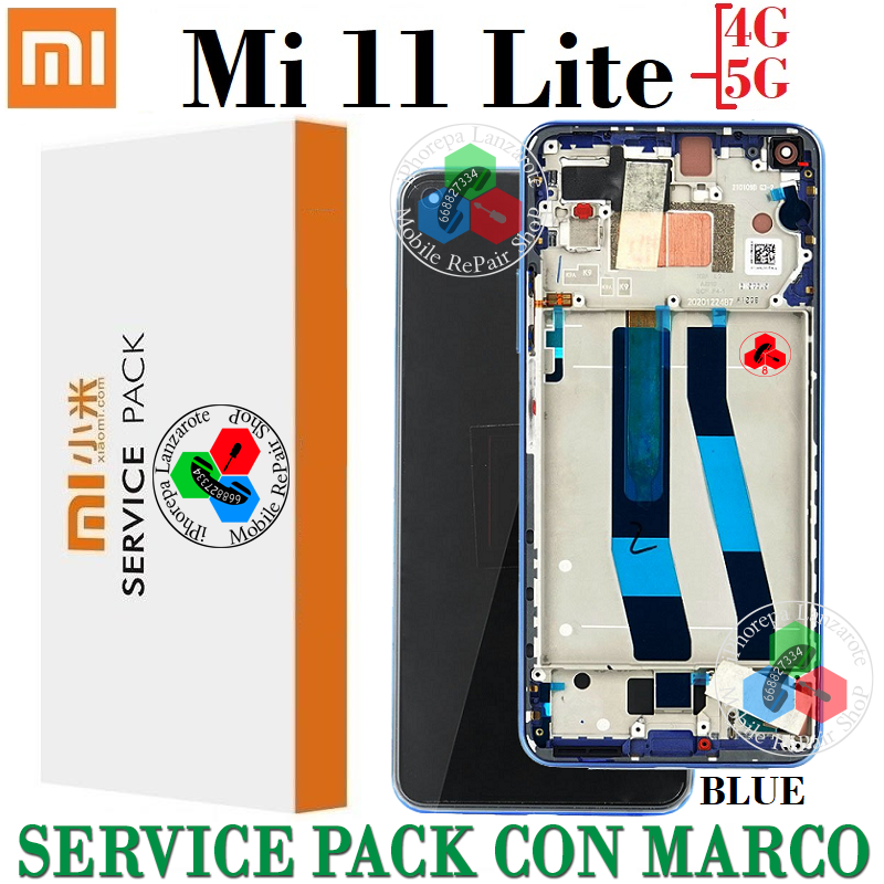 XIAOMI MI 11 LITE 4G / MI 11 LITE 5G - PANTALLA SERVICE PACK AZUL CON MARCO