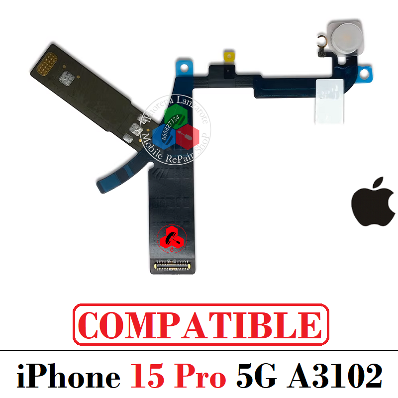 iPhone 15 Pro 5G 2023 A3102 - FLEX FLASH DE CAMARA / LINTERNA + microfono - compatible