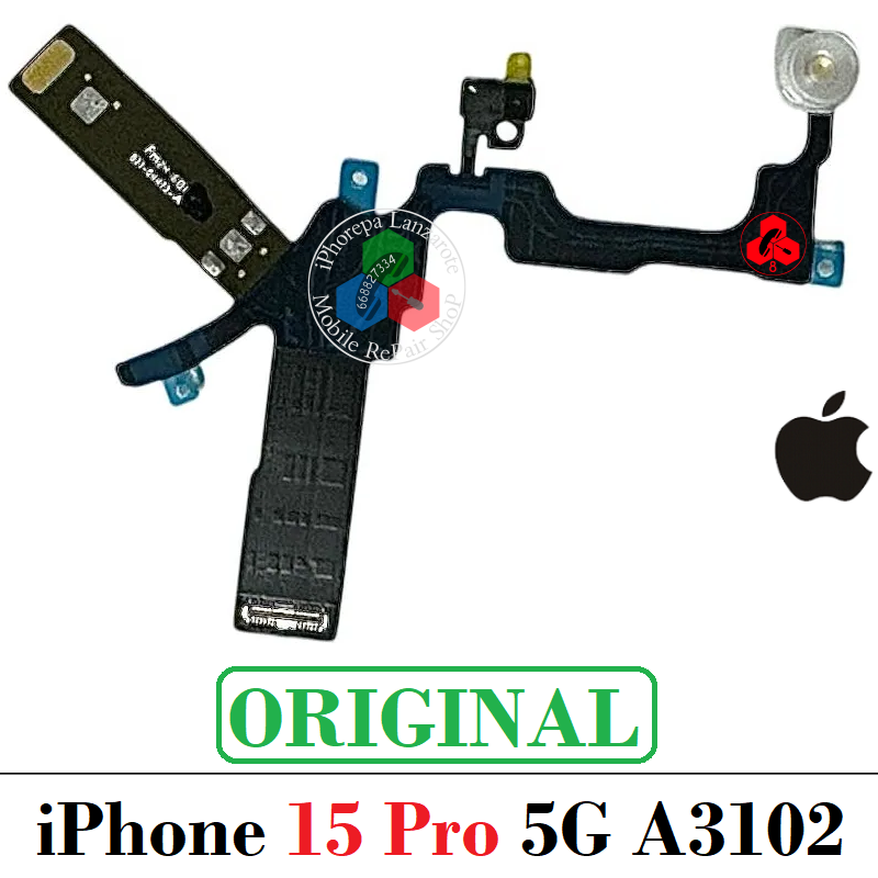 iPhone 15 Pro 5G 2023 A3102 - FLEX FLASH DE CAMARA / LINTERNA + microfono - original refurbished