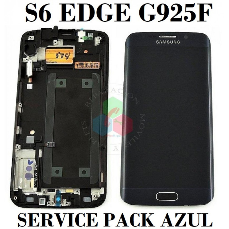 SAMSUNG S6 EDGE G925F G925 - PANTALLA ORIGINAL SERVICE PACK CON MARCO - AZUL