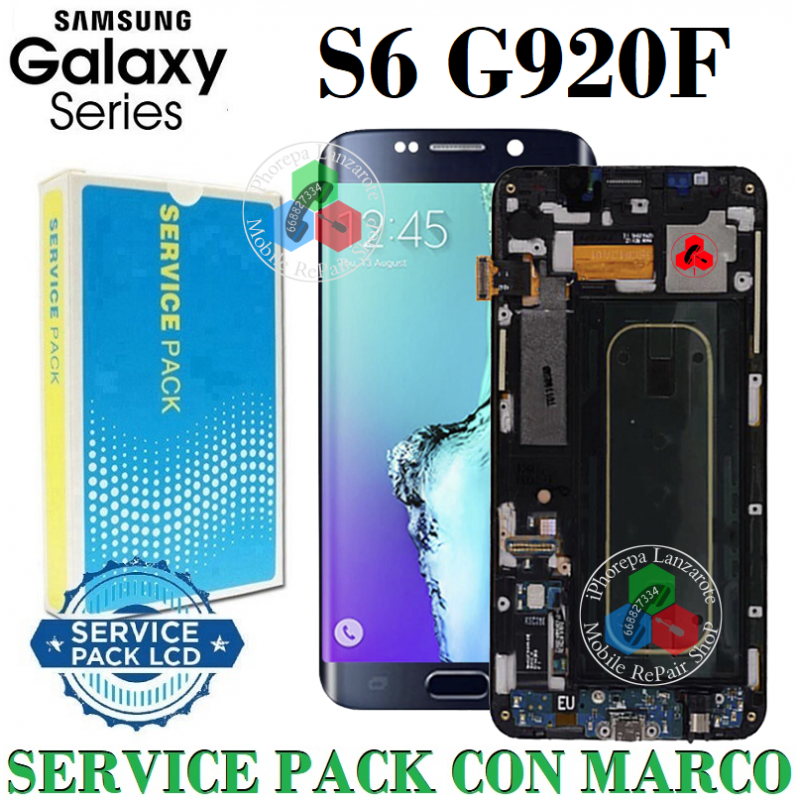 SAMSUNG S6 G920F G920 - PANTALLA ORIGINAL SERVICE PACK CON MARCO AZUL OSCURO
