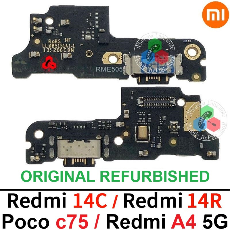Xiaomi Redmi 14C 2411DRN47C 2409BRN2CA  Redmi 14r  Poco c75 - Placa de carga + microfono - ORIGINAL REFURBISHED