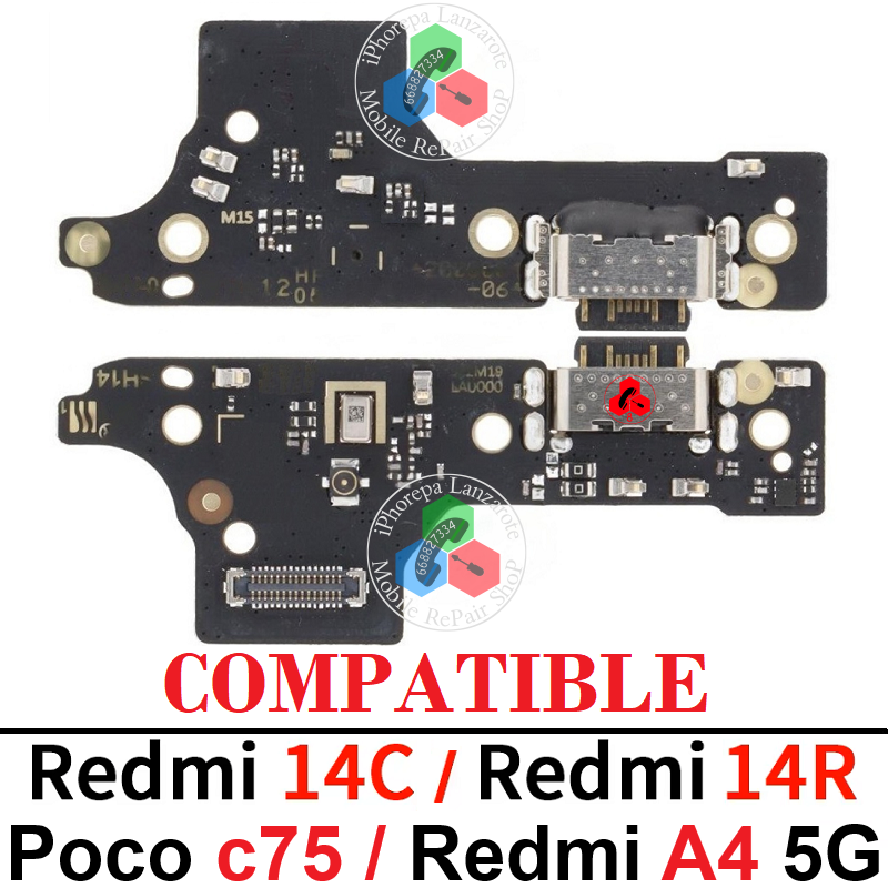 Xiaomi Redmi 14C 2411DRN47C 2409BRN2CA  Redmi 14r  Poco c75 - Placa de carga + microfono - COMPATIBLE