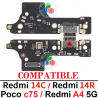Xiaomi Redmi 14C 2411DRN47C 2409BRN2CA  Redmi 14r  Poco c75 - Placa de carga + microfono - COMPATIBLE
