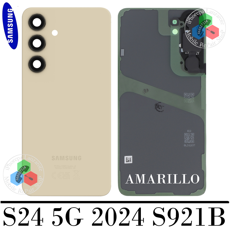 Samsung S24 5G 2024 S921B s921 - TAPA TRASERA + LENTE - AMARILLO