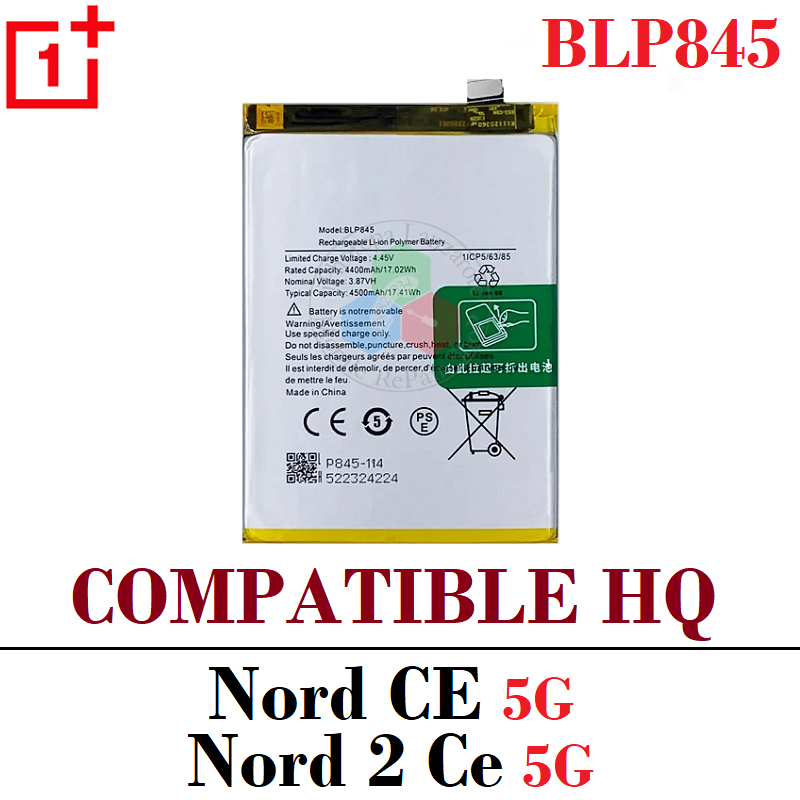 OnePlus Nord CE 5G EB2101 EB2103 / Nord 2 Ce 5G ( BLP845 ) - bateria compatible hq