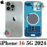 iPhone 16 5G 2024 A3287 - TAPA TRASERA COMPATIBLE CON LOGO + LENTE + IMAN - TITANIO BLANCO