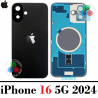 iPhone 16 5G 2024 A3287 - TAPA TRASERA COMPATIBLE CON LOGO + LENTE + IMAN - TITANIO NEGRO