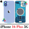 iPhone 16 Plus 5G 2024 A3290 - TAPA TRASERA COMPATIBLE CON LOGO + LENTE + IMAN - AZUL ULTRAMAR