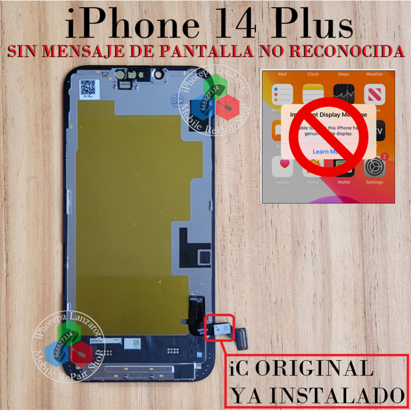 iPhone 14 Plus 2022 (A2886) - PANTALLA soft oled HQ ( INCLUYE EL TRANSPLANTE DEL IC ORIGINAL )