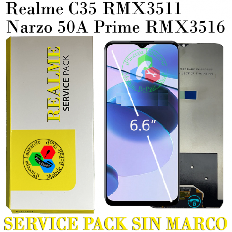 OPPO REALME C35 RMX3511 / NARZO 50A PRIME RMX3516 - PANTALLA SERVICE PACK SIN MARCO