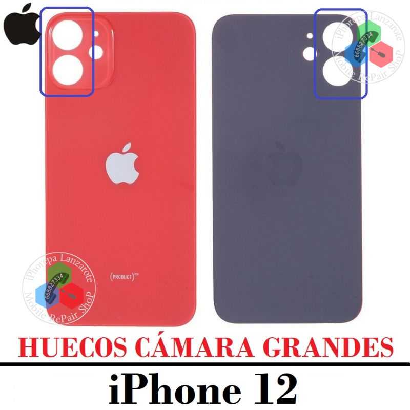 iPhone 12 - TAPA TRASERA HUECO GRANDE CON LOGO - ROJO