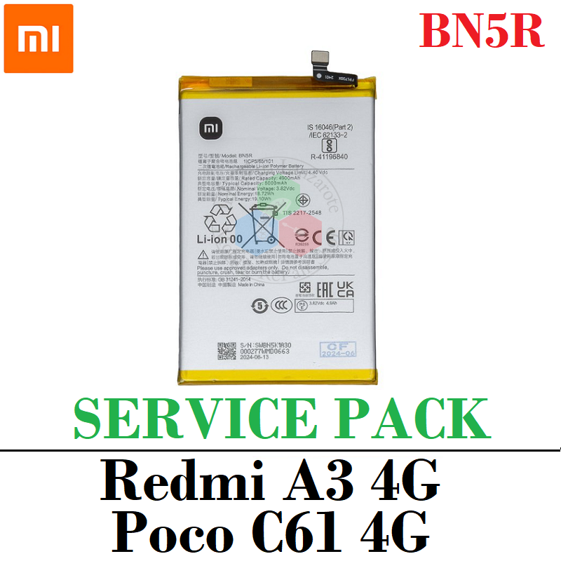 Xiaomi Redmi A3 4G 2024 23129RN51X / Poco C61 4G - BN5R - BATERÍA ORIGINAL SERVICE PACK