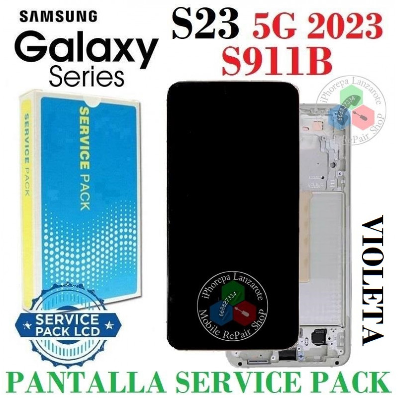 Samsung S23 5G 2023 S911B S911 - Pantalla Service Pack con marco VIOLETA