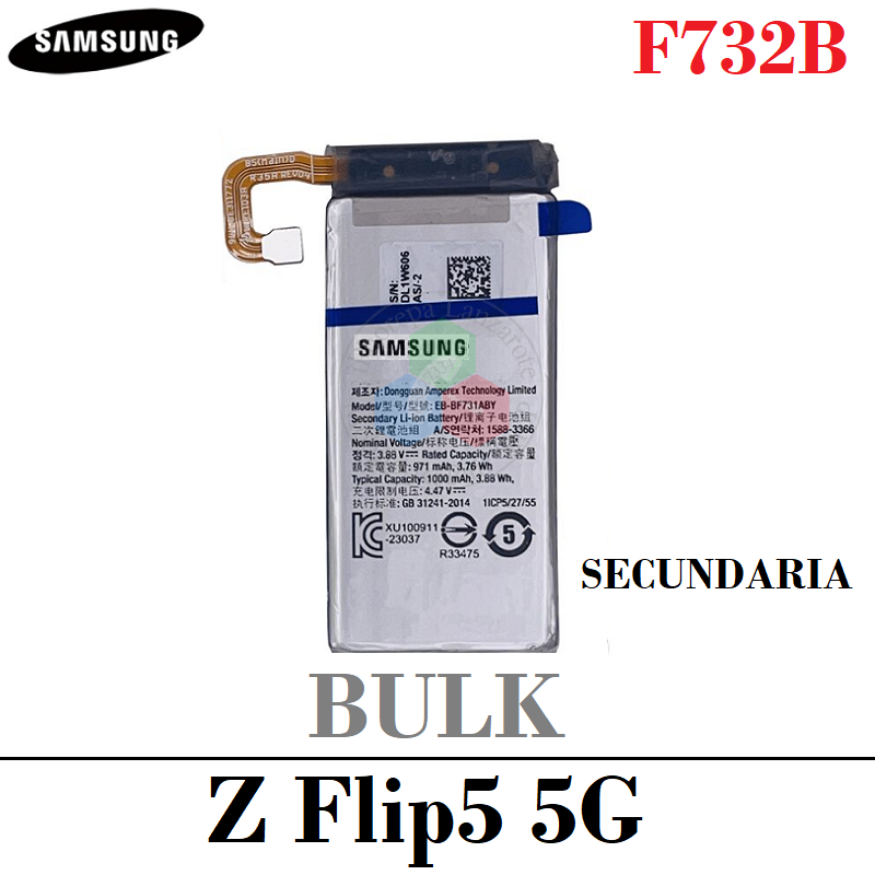 SAMSUNG Z Flip5 5G Flip 5 2023 F732B F732 - BATERIA BULK CON LOGO - SECUNDARIA
