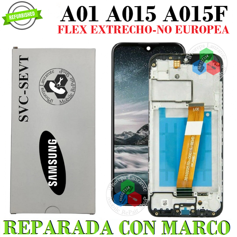 SAMSUNG A01 A015 A015F A015 2020 - PANTALLA ORIGINAL REFURBISHED CON MARCO ( FLEX EXTRECHO NO EUROPEA )