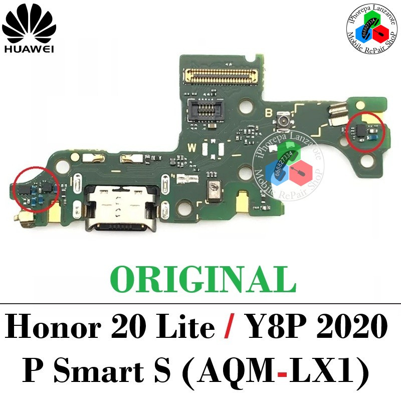 Huawei Honor 20 Lite (HRY-LX1T, MAR-LX1H / Huawei P Smart S (AQM-LX1) / Y8P 2020 - PLACA DE CARGA original