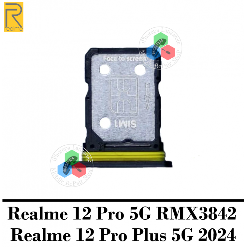 Realme 12 Pro 5G 2024 RMX3842 RMX3843  / Realme 12 Pro Plus 5G 2024 RMX3840 RMX3841 - BANDEJA dual sim - dorado