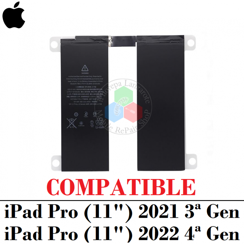 iPad Pro ( 11' ) 2021 3ª Generación / iPad Pro ( 11' ) 2022 4ª Generación - BATERÍA compatible