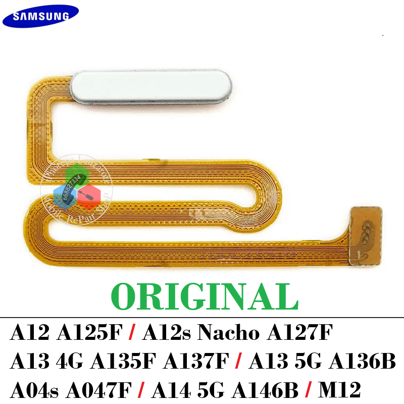 SAMSUNG A12 A125 / A12s A127 / A13 5G A136B / A13 A135F / A13 A137F / M12 / A04S A047 / A146B - BOTON HUELLA BLANCO - ORIGINAL