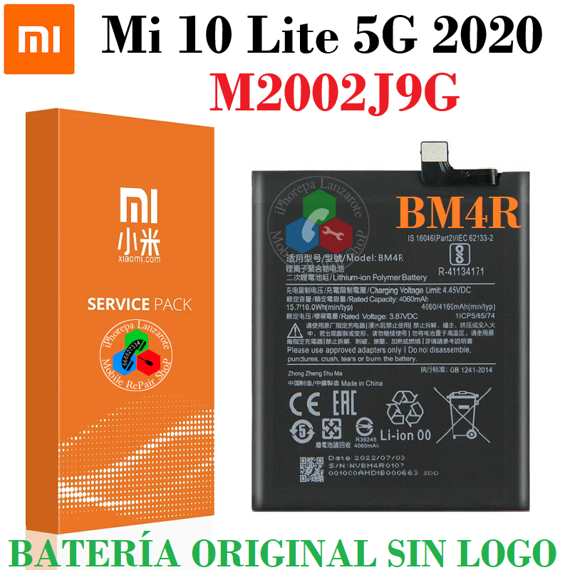 XIAOMI MI 10 LITE 5G 2020 M2002J9G - BM4R - BATERÍA ORIGINAL SIN LOGO
