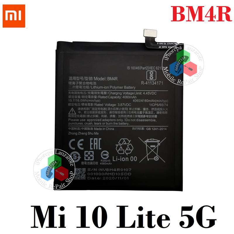 XIAOMI MI 10 LITE 5G 2020 M2002J9G - BM4R - BATERÍA compatible SIN LOGO