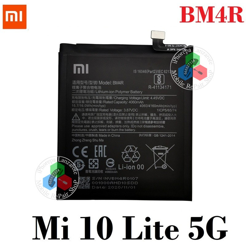 Xiaomi Mi 10 Lite 5G 2020 M2002J9G - BM4R - BATERÍA bulk CON LOGO