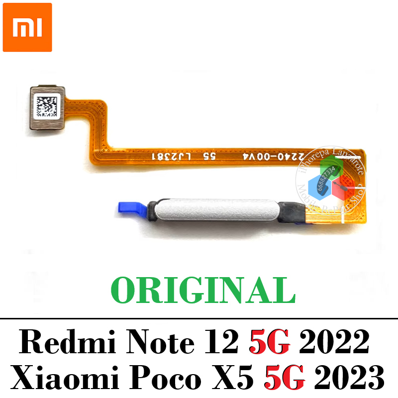 Xiaomi Redmi Note 12 5G 22111317I - Poco X5 5G 2023 22111317PG - Flex botón sensor de huella - Plata