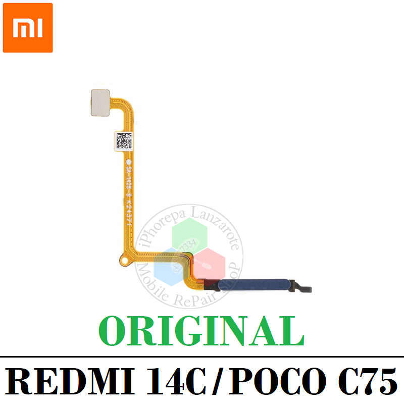 Xiaomi Redmi 14C 2411DRN47C / 2409BRN2CA / Poco C75 4G 2410FPCC5G 2024 - Flex botón sensor de huella - Azul - Original