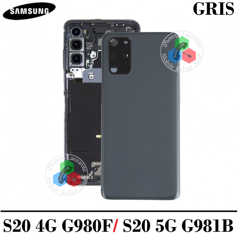 SAMSUNG S20 G980F / S20 5G G981B - TAPA TRASERA CON LENTE - GRIS