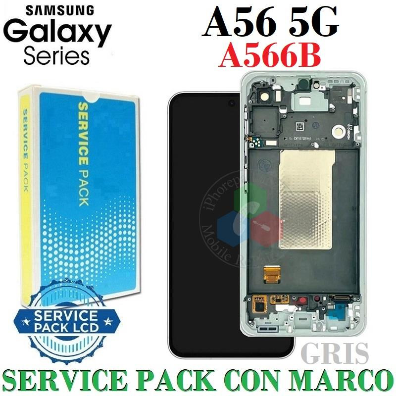 Samsung A56 5G 2025 A566B A566 - Pantalla Service pack con marco - GRIS CLARO