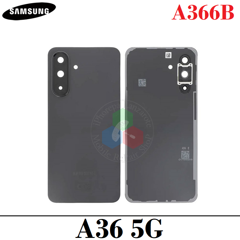 Samsung A36 5G SM-A366B A366 - TAPA TRASERA CON LENTE + LOGO - NEGRO