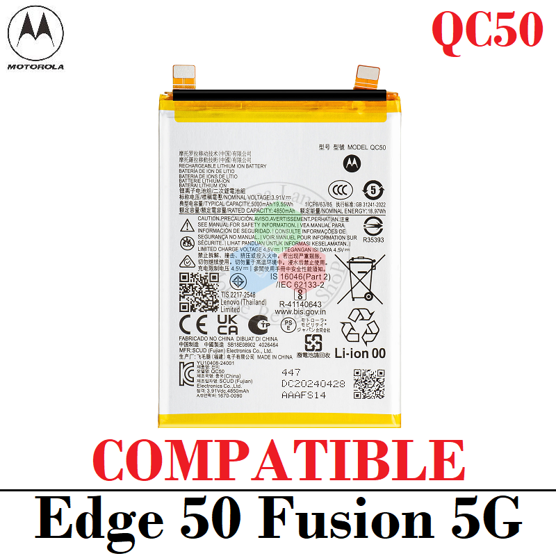 Motorola Edge 50 Fusion 5G 2024 XT2429 " QC50 " - BATERIA COMPATIBLE SIN LOGO