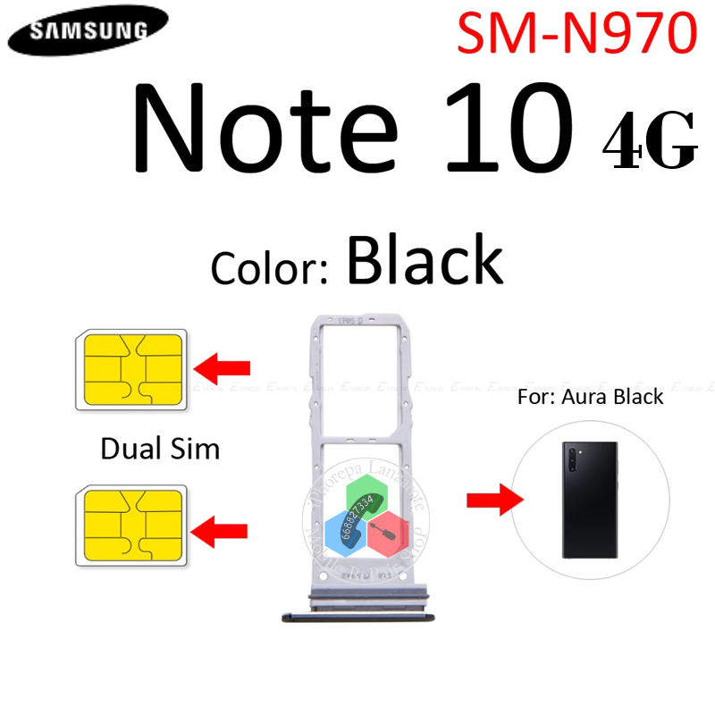SAMSUNG Note 10 4G 2019 N970F N970 - BANDEJA dual SIM NEGRO GRIS