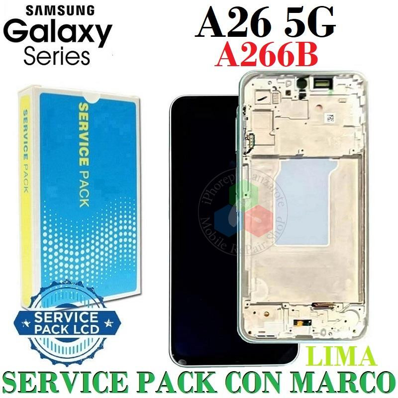 Samsung A26 5G 2025 A266B A266 - Pantalla service pack con marco - VERDE LIMA
